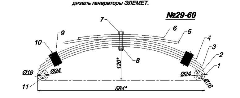 Дизель генератора ELEMET 5т рессора ( Арт. IR 29-60),