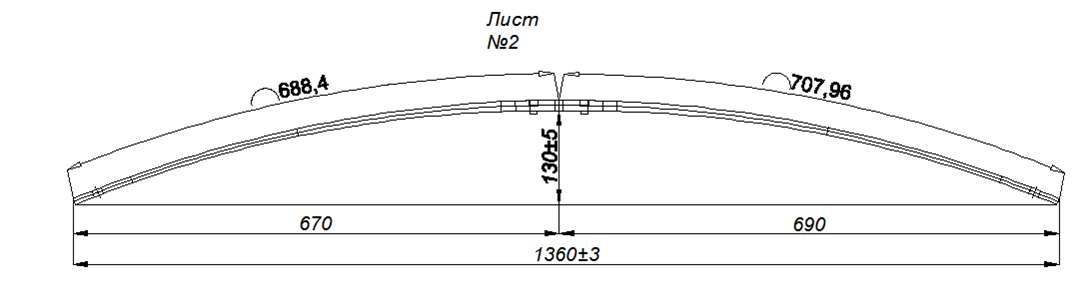 FORD TRANSIT рессора задняя лист № 2 (Арт. IR 09-30-02),