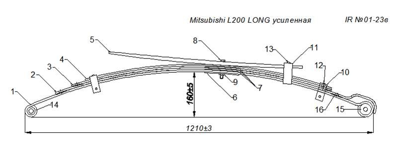MITSUBISHI L 200  LONG рессора задняя в сборе усиленная (Арт. IR 01-23в),
