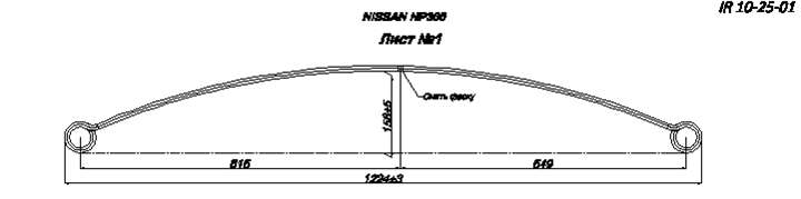 IR 10-25-01аналог листа NISSAN NP 300 задний усиленный №1 (коренной) 
Отличие от стандартной рессоры IR 10-08-01 в том, что изготовлена из листа 60*10 вместо 60*8,