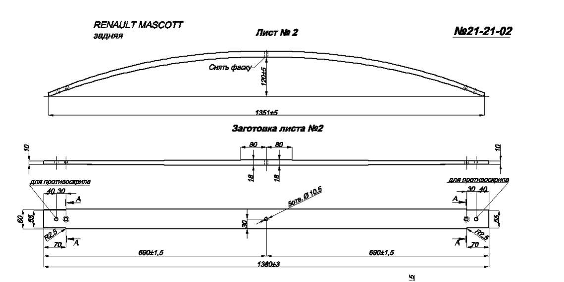 RENAULT MASCOTT рессора задняя, лист №2 (IR 21-21-02),