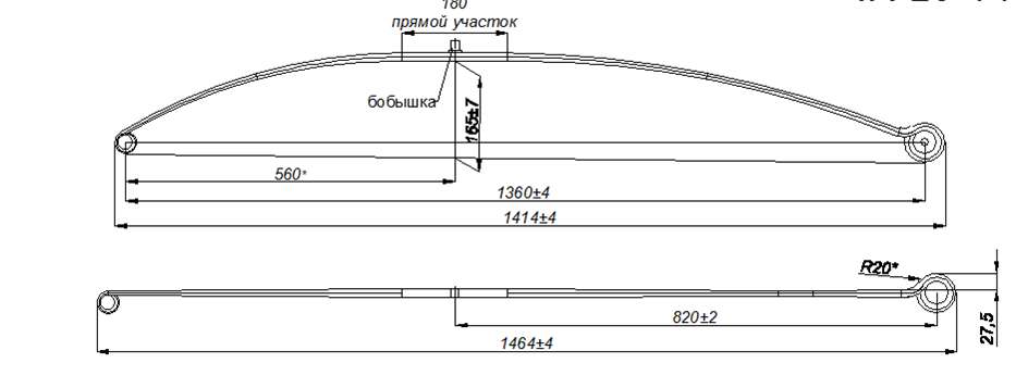 DODGE CARAVAN IV поколение короткая база рессора  (IR 29-143в)
Изготавливается из полосы 60*17/8 (в оригинале 65*15/7)
Рессора так может быть установлена на Chrysler Voyager,
