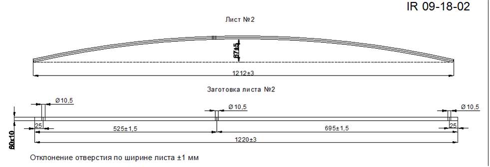 FORD RANGER с 2007 года  рессора задняя усиленная лист № 2 (Арт. IR 09-18-02),