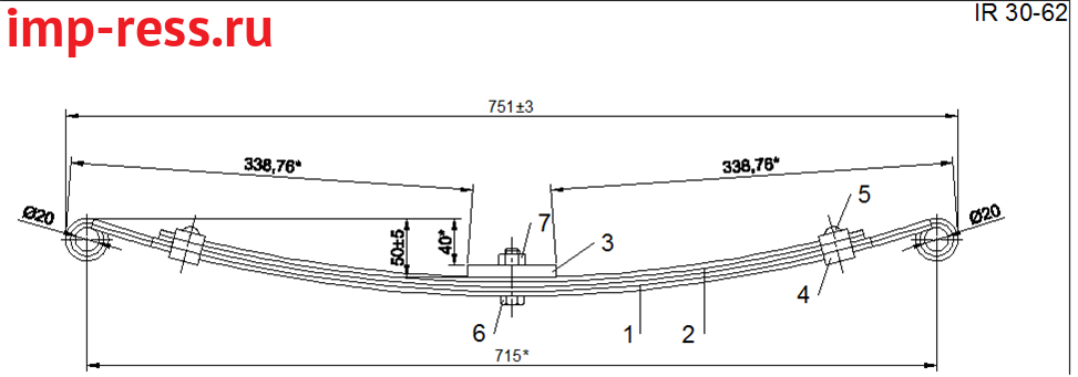 Рессора сельхозтехники   IR 30-62
,