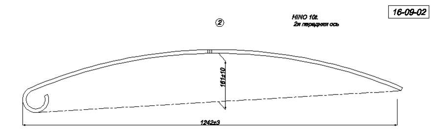 HINO 10т 2-ая рессора  передняя ось №2 (подкоренной) (Арт. IR 16-09-02),