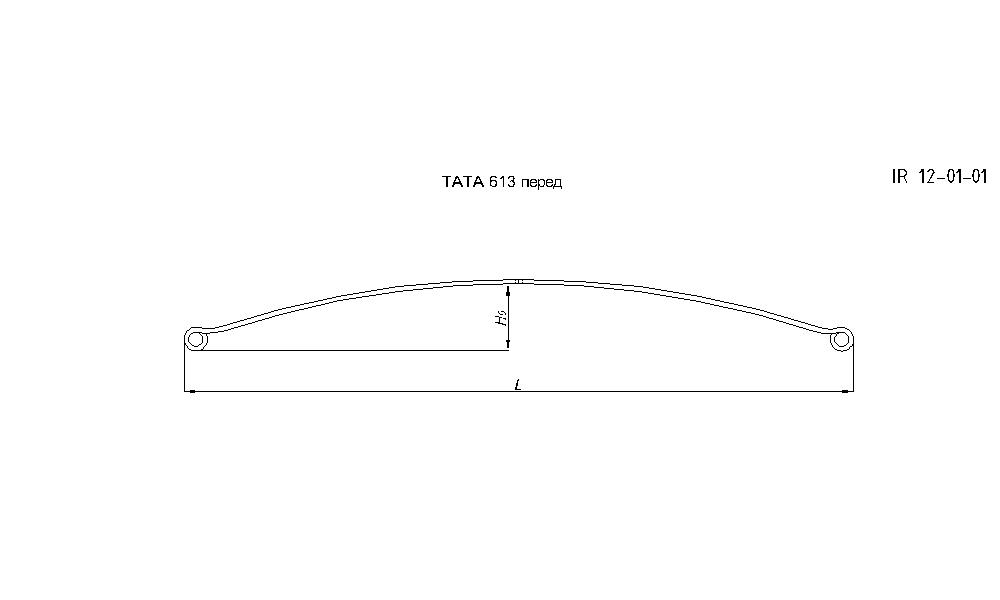 TATA 613 рессора передняя лист № 1 в сборе со втулками (Арт.IR 12-01-01в),