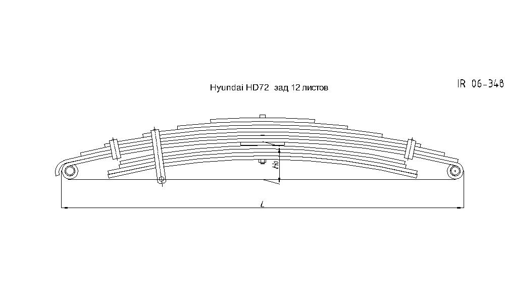 HYUNDAI HD 65, 72, 78 рессора задняя усиленная с подрессорником в сборе (Арт. IR 06-34в),