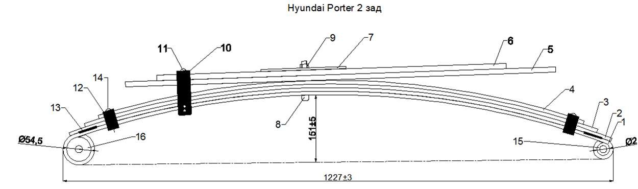 HYUNDAI PORTER 2 рессора задняя (Арт. IR 06-12),