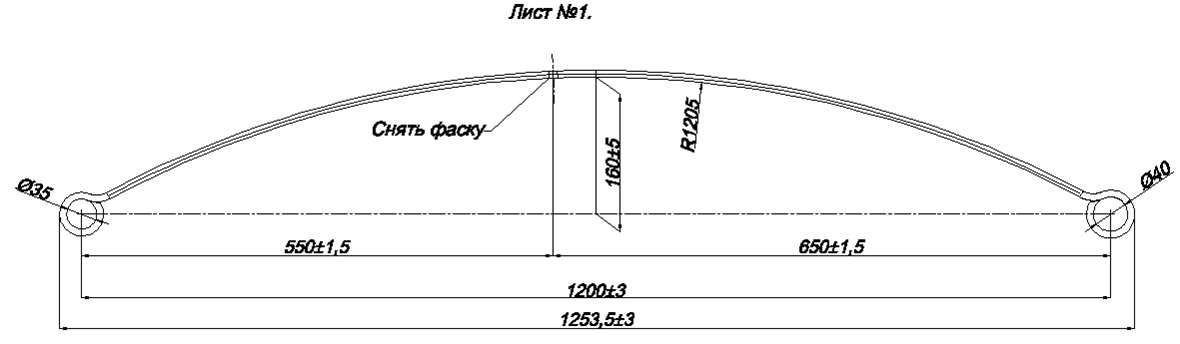 MAZDA BONGO рессора задняя лист № 1 (Арт. IR 17-03-01),