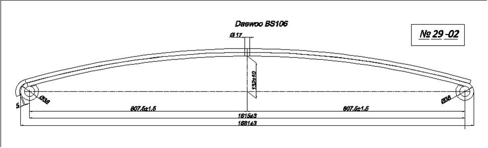 DAEWOO BS106 8 тонн  рессора задняя (листы №1 и №2) (IR 29-02),