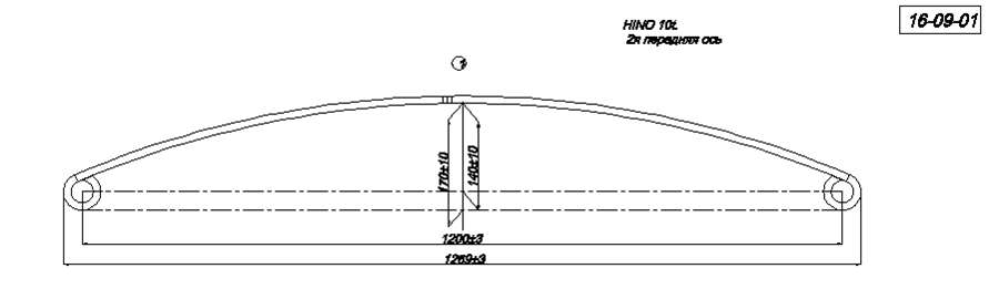 HINO 10т 2-ая рессора передняя ось лист №1 (коренной) (Арт. IR 16-09-01)
Лист не укомплектован втулками,