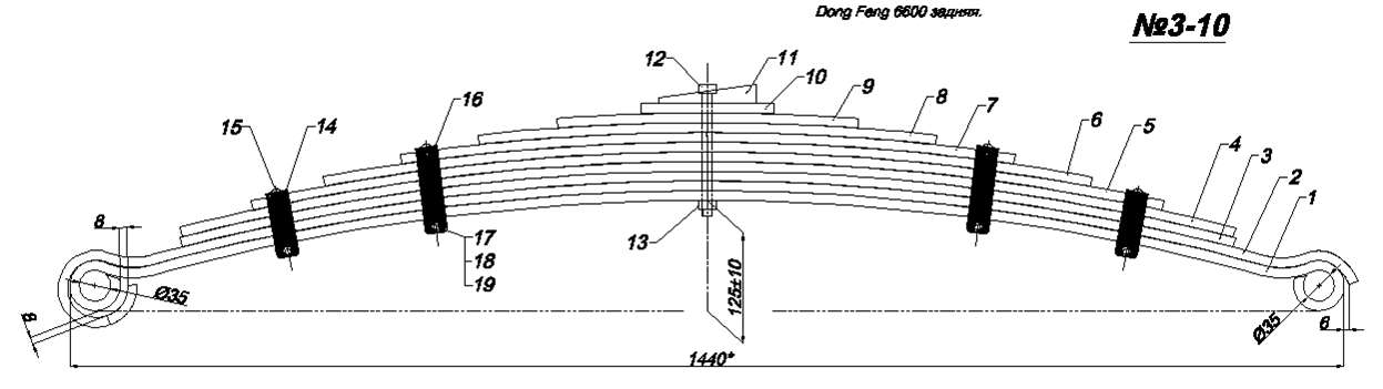 DONG FENG 6600 рессора задняя (Арт. IR 03-10)
,