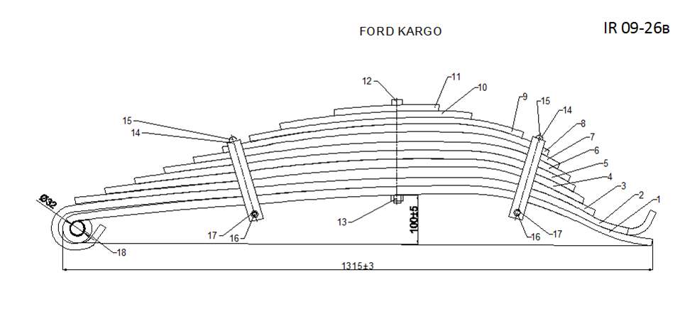 FORD CARGO 2524 рессора задняя (Арт. IR 09-26в)
Каталожный номер 97CT5560BB, T110548
,