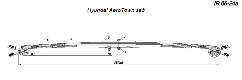 HYUNDAI AERO TOWN рессора задняя 2-х листовая (Арт. IR 06-24),