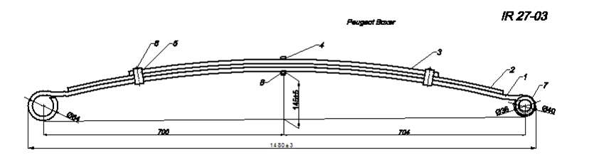PEUGEOT BOXER рессора задняя (IR 27-03),