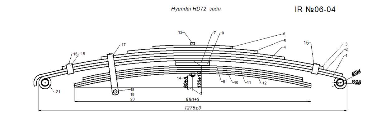 HYUNDAI HD 65,72,78 рессора задняя (Арт. IR 06-04в),