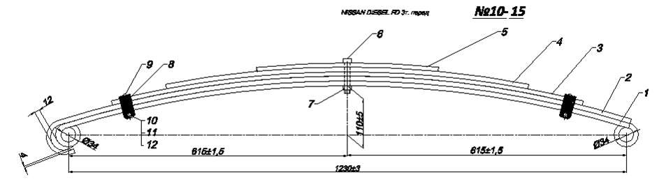 NISSAN DIESEL 3 т рессора передняя IR 10-15,