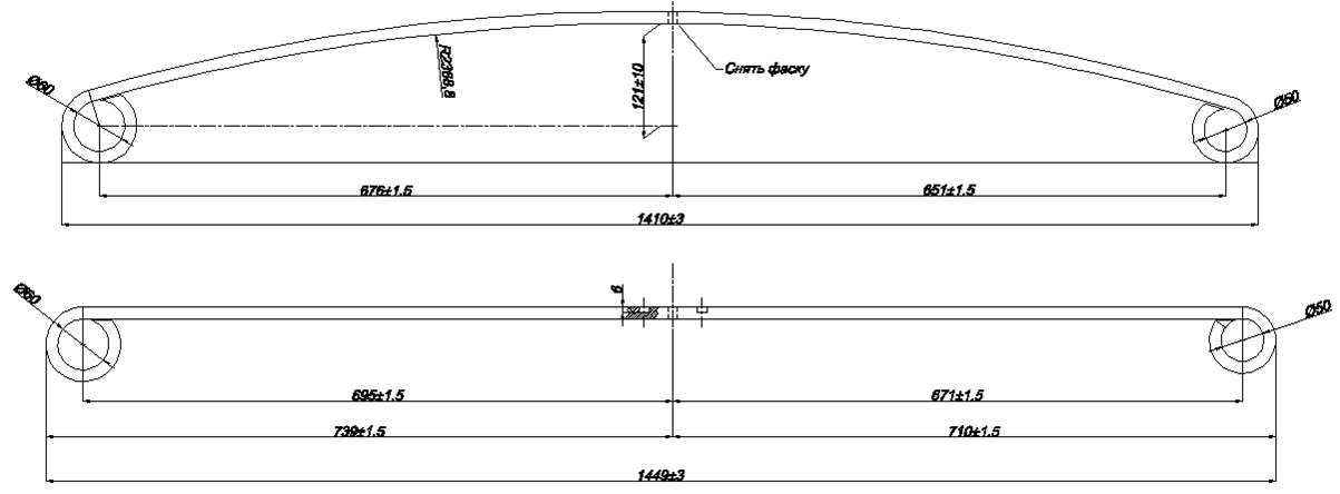 FORD рессора задняя лист №1 коренной  80*14 (IR 09-02-01),