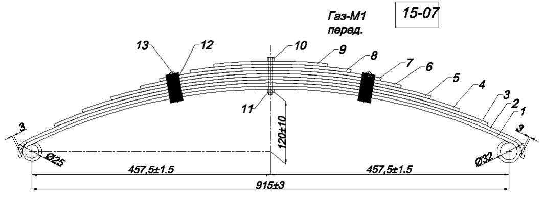 ГАЗ-М1 рессора передняя (Арт. IR15-07),