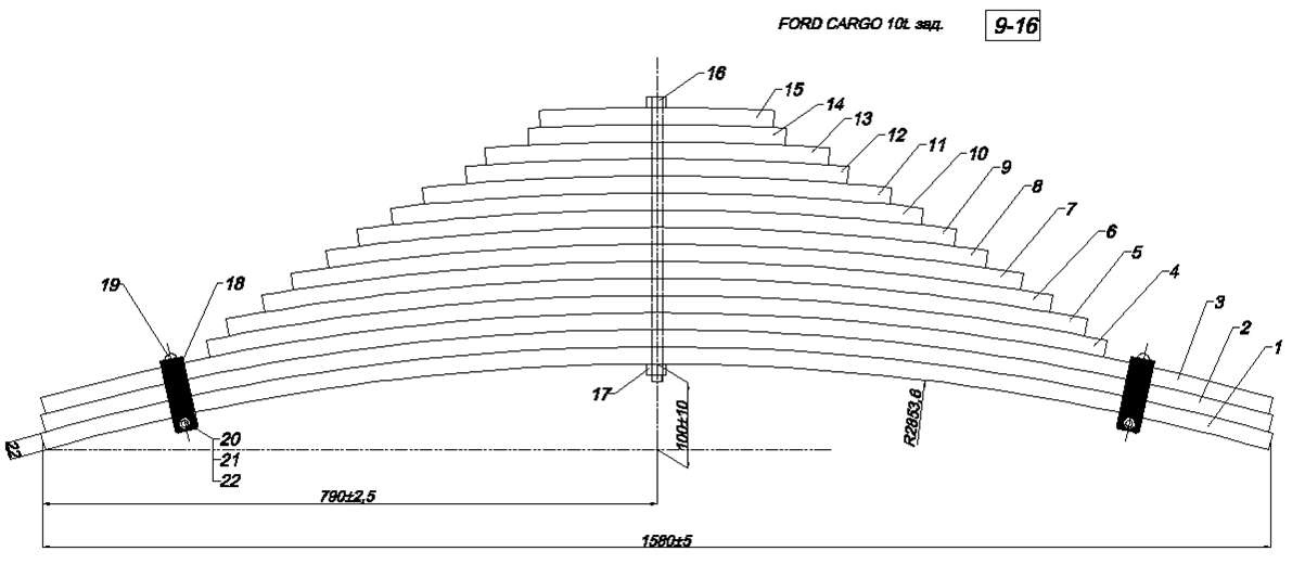 FORD CARGO 3530 рессора задняя  (Арт. IR 09-16),