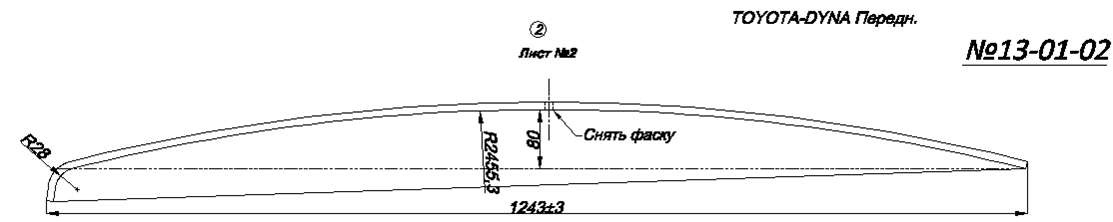 TOYOTA TOYOACE (DYNA) рессора передняя лист № 2 (Арт. IR 13-01-02),