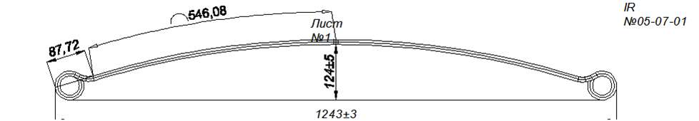 FUSO 5 рессора передняя лист № 1 (Арт. IR 05-07-01),