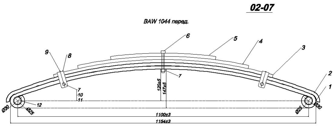 BAW 1044 рессора передняя (Арт. IR 02-07),