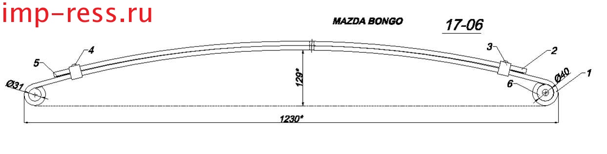 MAZDA BONGO  рессора задняя IR 17-06,
