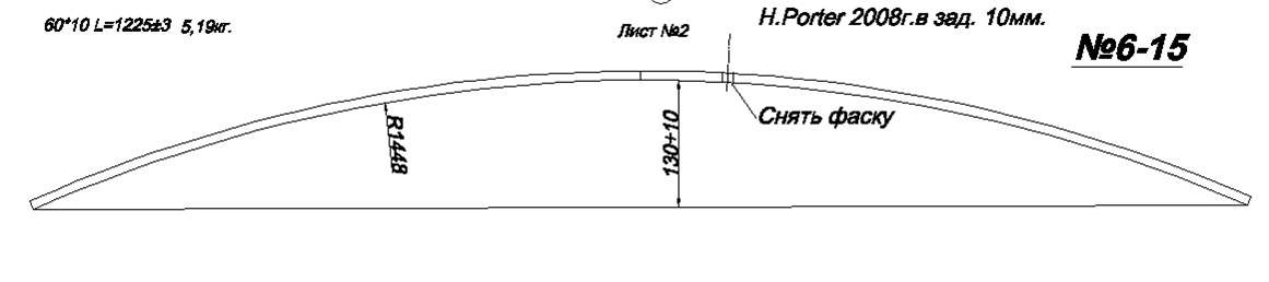 HYUNDAI PORTER задняя рессора лист № 2 усиленный (Арт. IR 06-15-02)
Из полосы толщиной 10 мм  (8мм на стандартной),