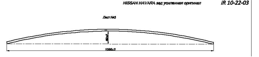 NISSAN NAVARA рессора задняя усиленная лист № 3 (Арт. IR 10-22-03)
На листе установлены хомуты.
Усиление осуществляется за счет использования более толстого листа 10 мм, вместо стандартных 8 мм,